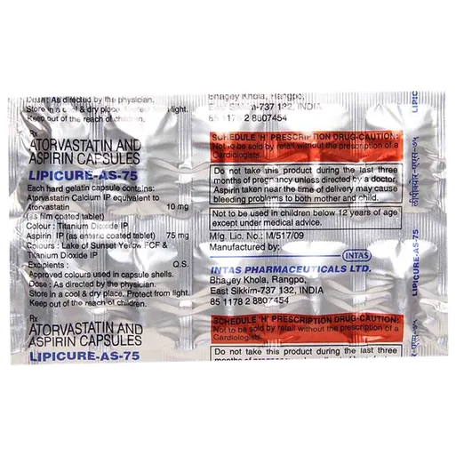 lipicure as 75mg capsule 10's